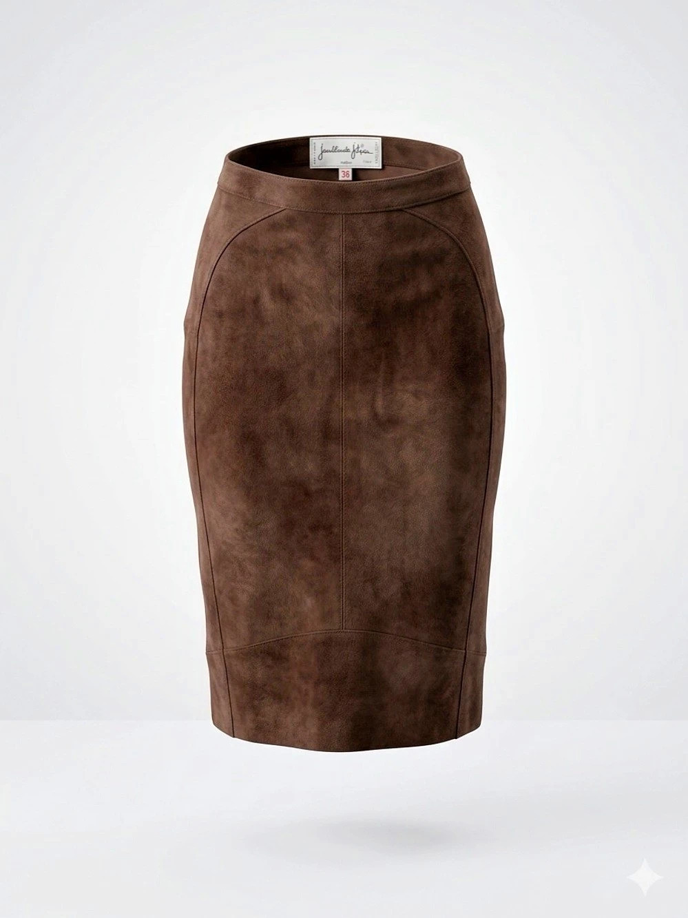 Vintage Jean Claude Jitrois Brown Suede Pencil Skirt Made in France Size 6/38